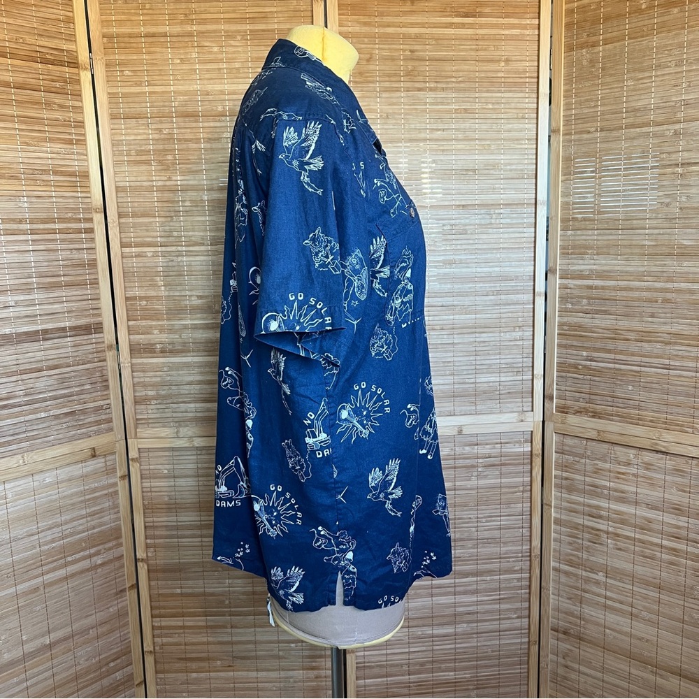 Patagonia Button Down Shirt Hemp Organic Cotton Men's Large Blue Navy Go Solar - Picture 5 of 13
